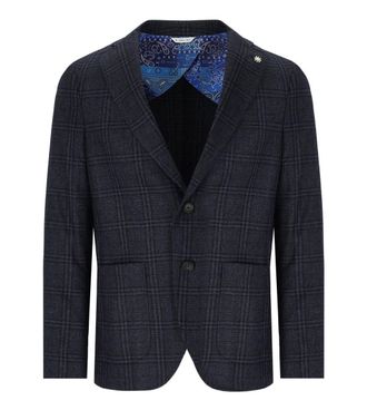 Manuel Ritz Blue Tartan Single Breasted Jacket