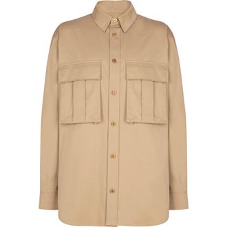 Balmain Cotton safari shirt in Beige at Nordstrom, Size 42 Eu