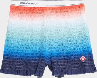 Casablanca Logo-Band Gradient Shirred Shorts