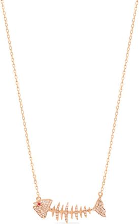 Kamushki 18K Rose Gold Wishbone Side Diamond And Sapphire Necklace - Womens - 18kt Rose Gold/Sapphire/Diamond