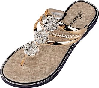 Generic Sparkly Sandals for Women,Womens Ladies Sandals Glitter Sliders Summer Thong Sandal Flat Sandal for Women Sparkly Shoes Flip-Flop,Beach Pool Shoes Non