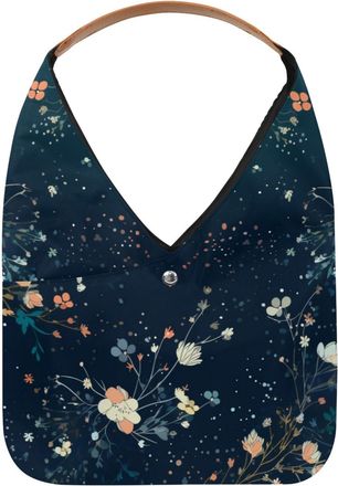 Generic Floral Night Pretty Reusable Lightweight Grocery Bags - Foldable Into Compact Pouch, Washable & Sturdy, Multipurpose for Shopping and Travel