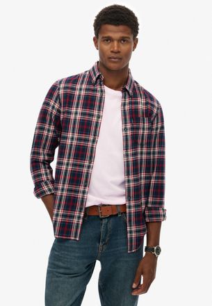 Superdry Langarmhemd SUPERDRY VINTAGE CHECK SHIRT, Herren, Gr. 3XL, N-Gr, grace check navy, Web, Obermaterial: 100% Baumwolle, kariert, regular fit, Hemden Lan