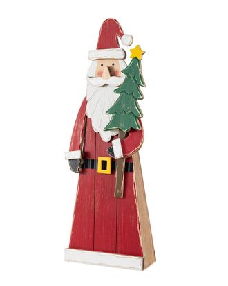 Glitzhome Christmas Chunky Wood Santa Porch Decor