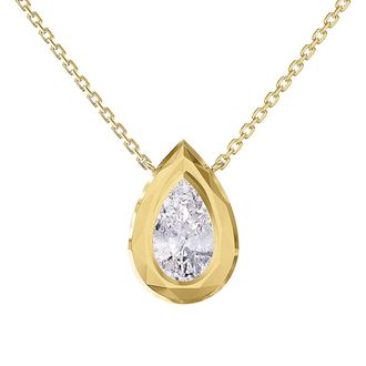 Diamond2Deal 18k Vermeil Plated Silver 3 ct Pear Cut Lab Grown Diamond Pendant Necklace 18