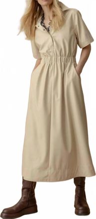Lilla P Elastic Waist Short Sleeve Dress In Putty