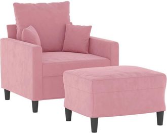 vidaXL Sill&oacute;n Con Taburete Terciopelo Rosa 60 Cm Vidaxl