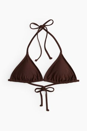 H&M Wattiertes Triangel-Bikinitop - Brown