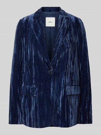 s.Oliver Black Label Relaxed Fit Samtblazer mit Zierknopf und angedeuteten Pattentaschen in Marine, Gr&ouml;&szlig;e 34