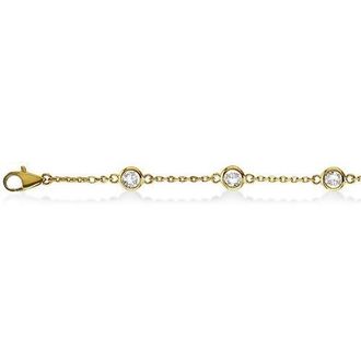 Allurez Lab Diamond Anklet Bracelet Bezel Set 14K in 0.50Ct,yellow Gold at Nordstrom, Size 9.5