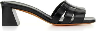 Santoni Black Leather Slipper