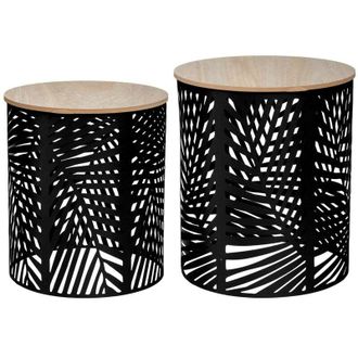 Atmosphera Atmosphera - Tavolini feuilles neri d35cm 39cm cr&eacute;ateur dint&eacute;rieur