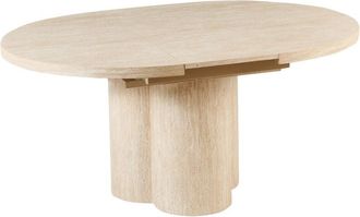 Beliani Beliani - Extending Dining Table with Butterfly Leaf Top Wide Pedestal Base mdf 120/160 x 76 cm Dining Room Furniture Minimalist Light Brown Moraine