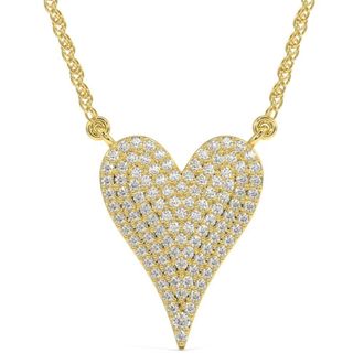 Pompeii3 1Ct Heart shape Natural Diamond Pave Pendant in White or Yellow Gold Necklace