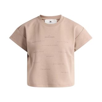 Elisabetta Franchi T-Shirts, female, Beige, Size: XL T-shirt in jersey with 3D gommato lettering