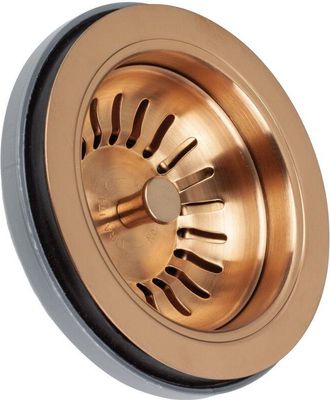 Lira Scarico a cestello con troppopieno rettangolare, diametro 90 mm, finitura bronzo satinato