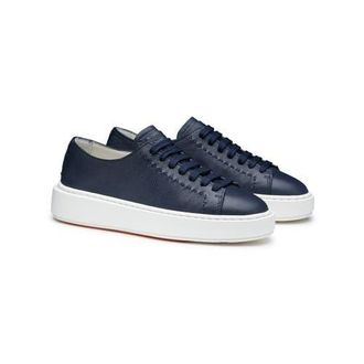 Santoni Womens white leather sneaker in Blue at Nordstrom, Size 7.5