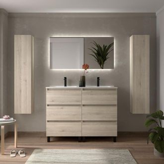 Cygnus Bath Mueble De Ba&ntilde;o Bequia 3c 120cm Natural Lavabo Porcelana