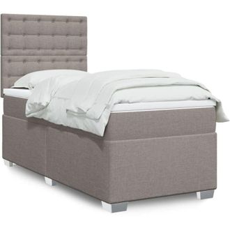 vidaXL Cama Box Spring Con Colch&oacute;n Tela Gris Taupe 80x200 Cm Vidaxl