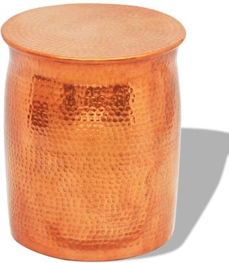 vidaXL Hammered Aluminium Stool/Side Table Brass/Copper Colour vidaXL