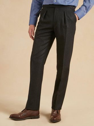 Oliver Brown Grosvenor Pleated Wool Trousers - Grey