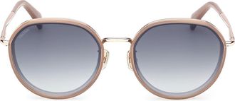 Max Mara 57mm Round Sunglasses in Shiny Beige /Gradient Smoke at Nordstrom Rack
