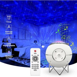 OEM L&aacute;mpara Nocturna Infantil, Proyector De M&uacute;sica Led Recargable Por Usb Con 14 Modos, Control Remoto, Temporizador Y Soporte Met&aacute;lico Para Ni&ntilde;os Y Adult