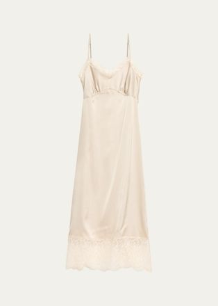 Simone Rocha Lace Trim Satin Midi Slip Dress
