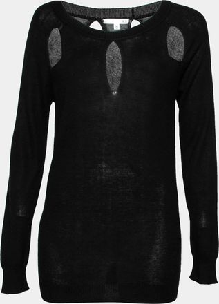ROI Black Silk & Cashmere Knit Cut-Out Detail Sweater
