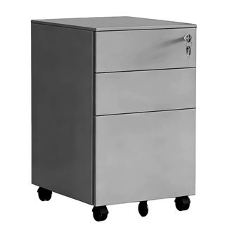 Relaxdays Relaxdays Cajonera Con Ruedas, 3 Cajones, 60 X 39 X 52 Cm, Cerradura, Archivador Met&aacute;lico, Gris