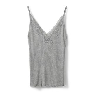 Sofie Schnoor Grijze Mel Top met Kant Details - Dames - Tops zonder mouwen - Grijs - XL - Tops