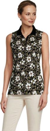 Lands End Supima Cotton Polo in Black Floral Blossom at Nordstrom, Size X-Small