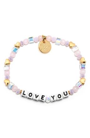 Little Words Project Love You Beaded Stretch Bracelet in White at Nordstrom, Size Small
