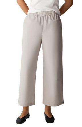 Eileen Fisher Wide Leg Stretch Organic Cotton Ankle Pants in Chalk at Nordstrom, Size Large P