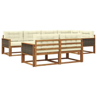 vidaXL Conjunto De Sof&aacute;s De Exterior 8 Pcs Natural Y Crema Vidaxl