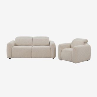 Sklum Conjunto De Sal&oacute;n Con Sof&aacute; De 2 Plazas Reclinable Y El&eacute;ctrico Y Sill&oacute;n Tapizado Peggy Sklum