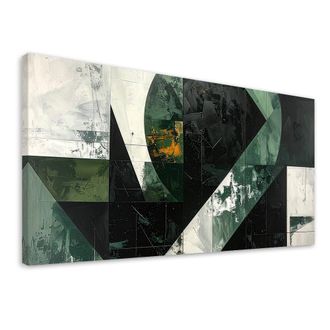 Feeby Cuadro Sobre Lienzo, Abstracci&oacute;n Formas Verde Gris, 120x60