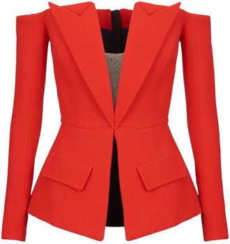 Balmain off-shoulder virgin-wool top - women - Virgin Wool - 34 - Red