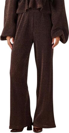 Notre-V Bruine Wijde Broek - Dames - Wijde Broeken - Bruin - L - Polyester - Broeken