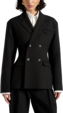 Mani&egrave;re De Voir Maia Double Breasted Blazer in Black at Nordstrom, Size 12