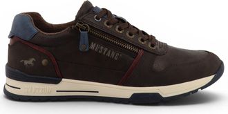 Mustang Mens Brown Faux Leather Trainer Sneaker Shoes - M0281006