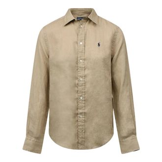 Polo Ralph Lauren Dames, Blouses & Shirts, Beige, Maat: L Linnen