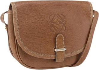 Loewe Pre-owned Cross Body Bags, female, Brown, Size: ONE SIZE Pre-owned Leather Shoulder Bag