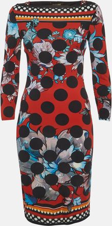 Roberto Cavalli Red Floral And Polka Dot Print Jersey Knit Mini Dress