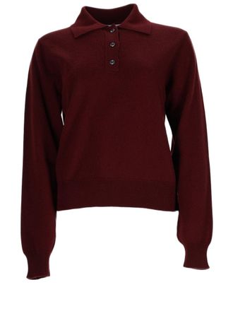 Maison Margiela Bordeaux Virgin Wool Long-Sleeve Polo Shirt