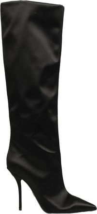 Dolce & Gabbana Schoenen, Dames, Zwart, 39 EU, Satijn, Satijnen Hoge Laarzen