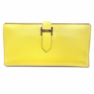 Herm&egrave;s Lime Epsom Leather Long Wallet (Bi-Fold) (Pre-Owned)