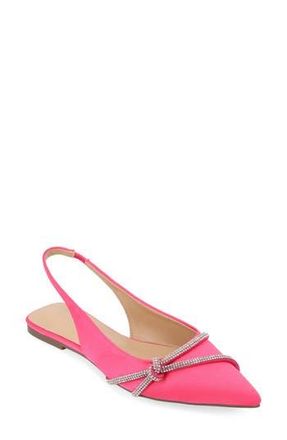 Journee Collection Rebbel Pav&eacute; Crystal Knot Slingback Flat in Pink at Nordstrom Rack, Size 6.5