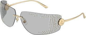 Jimmy Choo London Sunglasses Oval Rimless, Pale Gold Frame And Light Grey Lens