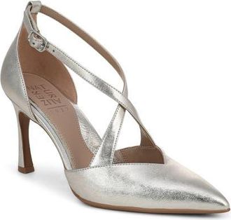 Naturalizer Angelina Ankle Strap Pointed Toe Pump in Silver Sand at Nordstrom, Size 6.5